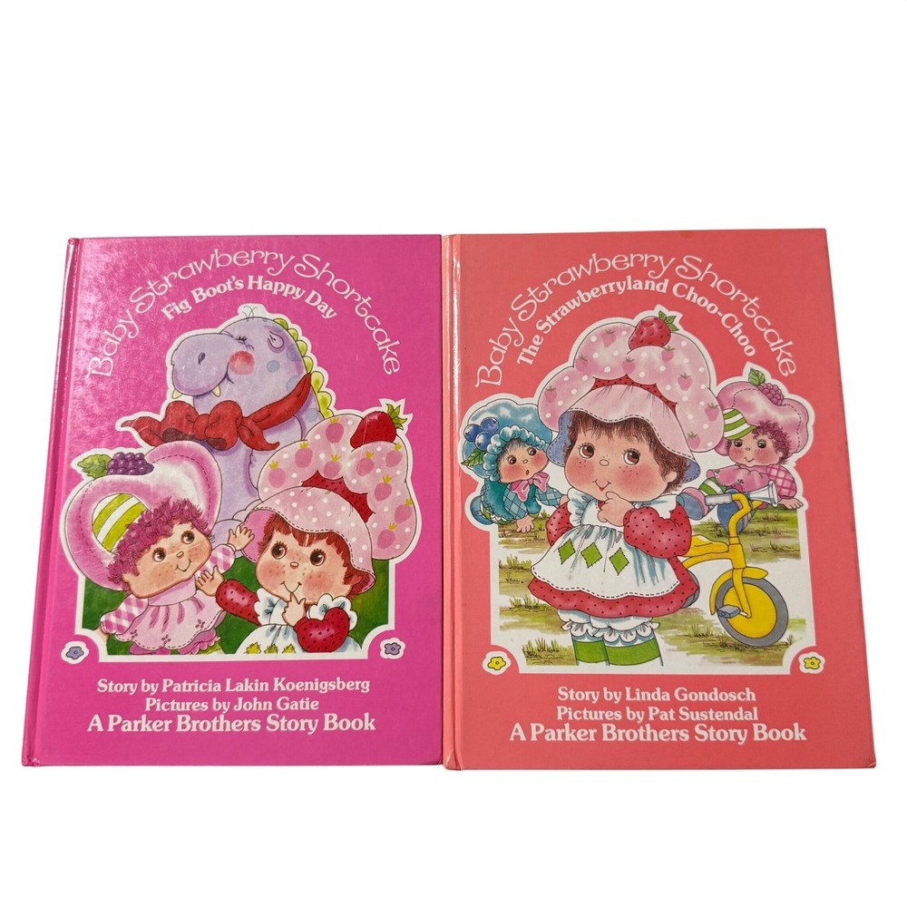 Vintage 80s Baby Strawberry Shortcake hardcover books 1984 Fig Boots choo Choo